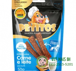 Bifinho Petitos Sabor Carne e Leite para Cães 50 gramas